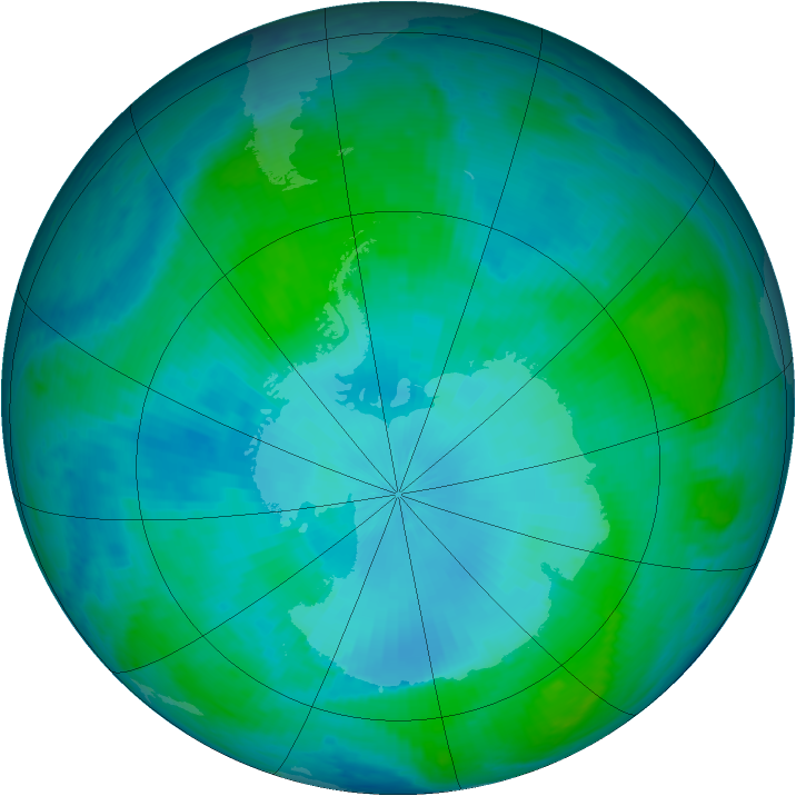Antarctic ozone map for 01 February 2001